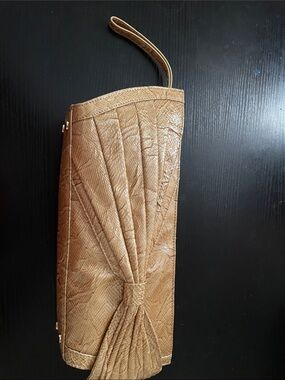 Cate Adair famous designer gorgeous clutch purse in gold 6” x 12” mint condition